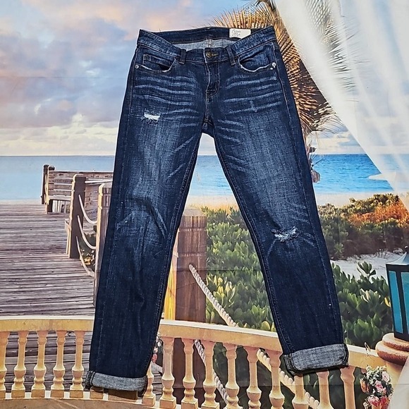 Cosmic Blue Love Distressed Jeans Size 26 - Picture 2 of 5